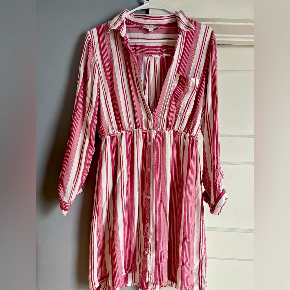 Pink rose button down midi dress size medium